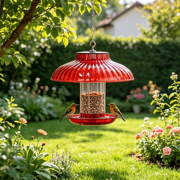 Transparent Weatherproof Guard with Hook for Bird Feeders – Hanging Dome Cover with Squirrel Barrier & Honeybee Shield, Slippery Surface, Easy-Clean Snap Lock for Tube & Tray Feeders
