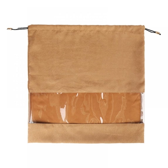 Transparent Window Dust Storage Bag For Wallet Cosmetic Groceries Bag Moisture-Proof Velvet Draw Rope Home Storage Organizer