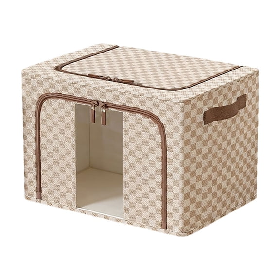 Transparent Window Storage Box with Steel Frame, Stackable Foldable Oxford Fabric Clothes Organizer for Home & Closet - 15.8x11.8x7.9 inch