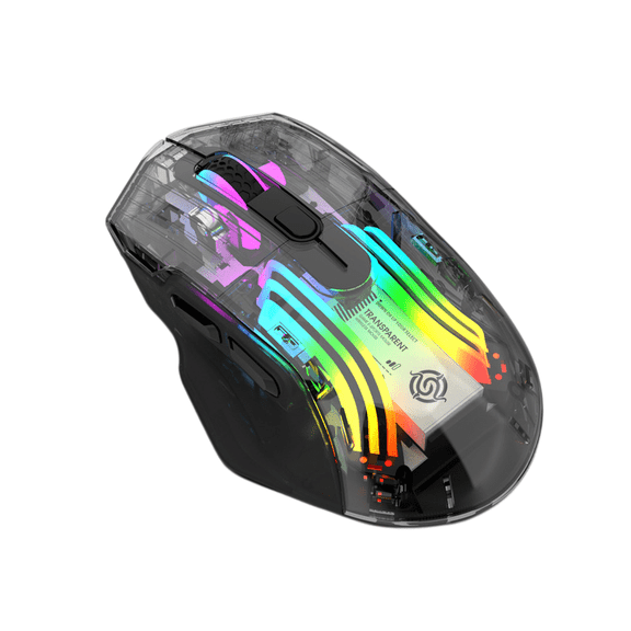 Transparent Wireless Gaming Mouse with RGB Backlight and Rechargeable Battery