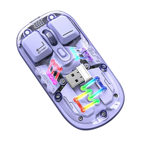 Transparent Wireless Mouse, Bluetooth Mouse, Silent Rechargeable Portable Mouse, Bluetooth Wireless Mouse, Rechargeable,RGB Backlit, Three-Level DPI Adjustable, RGB Water-Cooled Lights