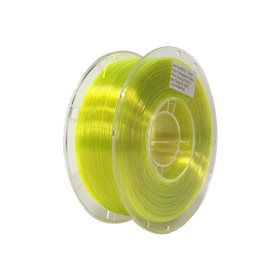 Transparent Yellow PETG Filament, 1.75mm +/-0.02mm for Most 3D Printer & 3D Pen, Solid Yarn 3D Printer Accessory, 1KG Neatly Wound