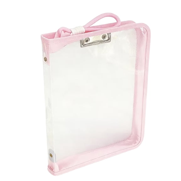 Transparent Zipper File Folder with Metal Clip, A4 Paper Organizer for Exam Documents, Portable Waterproof Storage Pouch for Student School Supplies