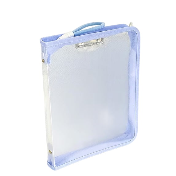 Transparent Zippered A4 Folder - Waterproof Book Cover, Document Organizer, Notebook/Planner, Study Supplies (Blue)