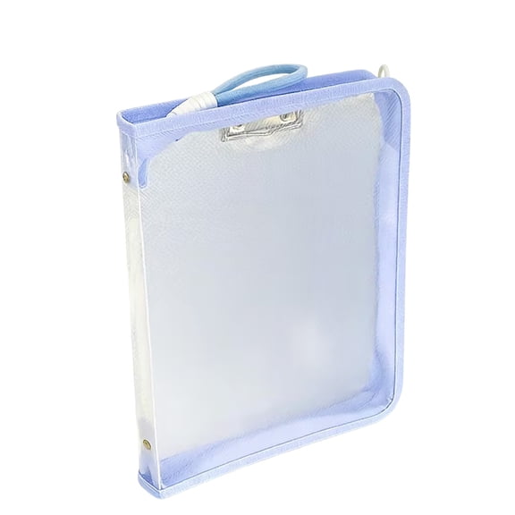 Transparent Zippered A4 Folder - Waterproof Book Cover, Document Organizer, Notebook/Planner, Study Supplies (Blue)
