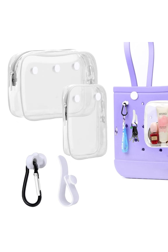 Transparent beach handbag with 2 Pack Insert Hooks Accessories for Bags Travel Makeup Clean Toiletry Brush Organizer Cosmetic Divider Storage Inner Pouch