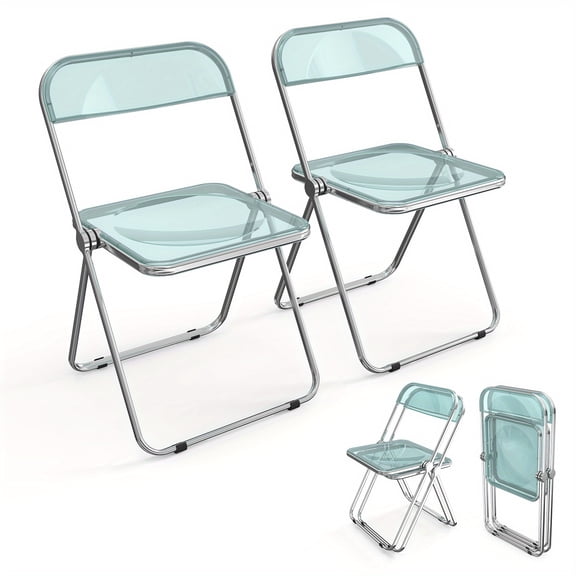 Transparent folding chair, 2pcs set, acrylic foldable comfortable activity chair, suitable for parties and outdoor activities