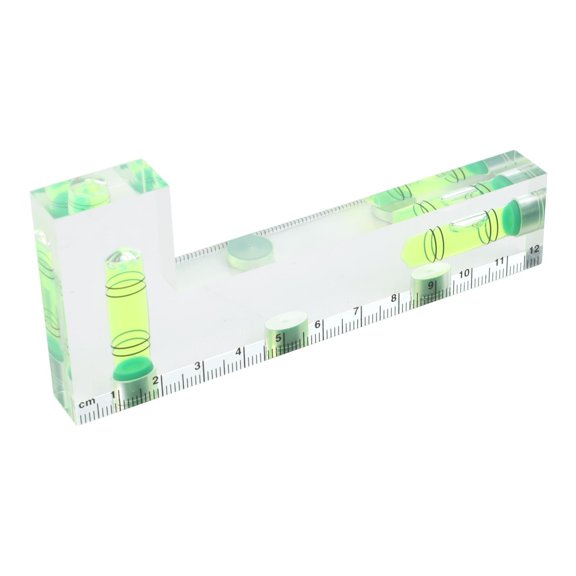 Transparent integrated small household level ruler 120mm bidirectional L-shaped