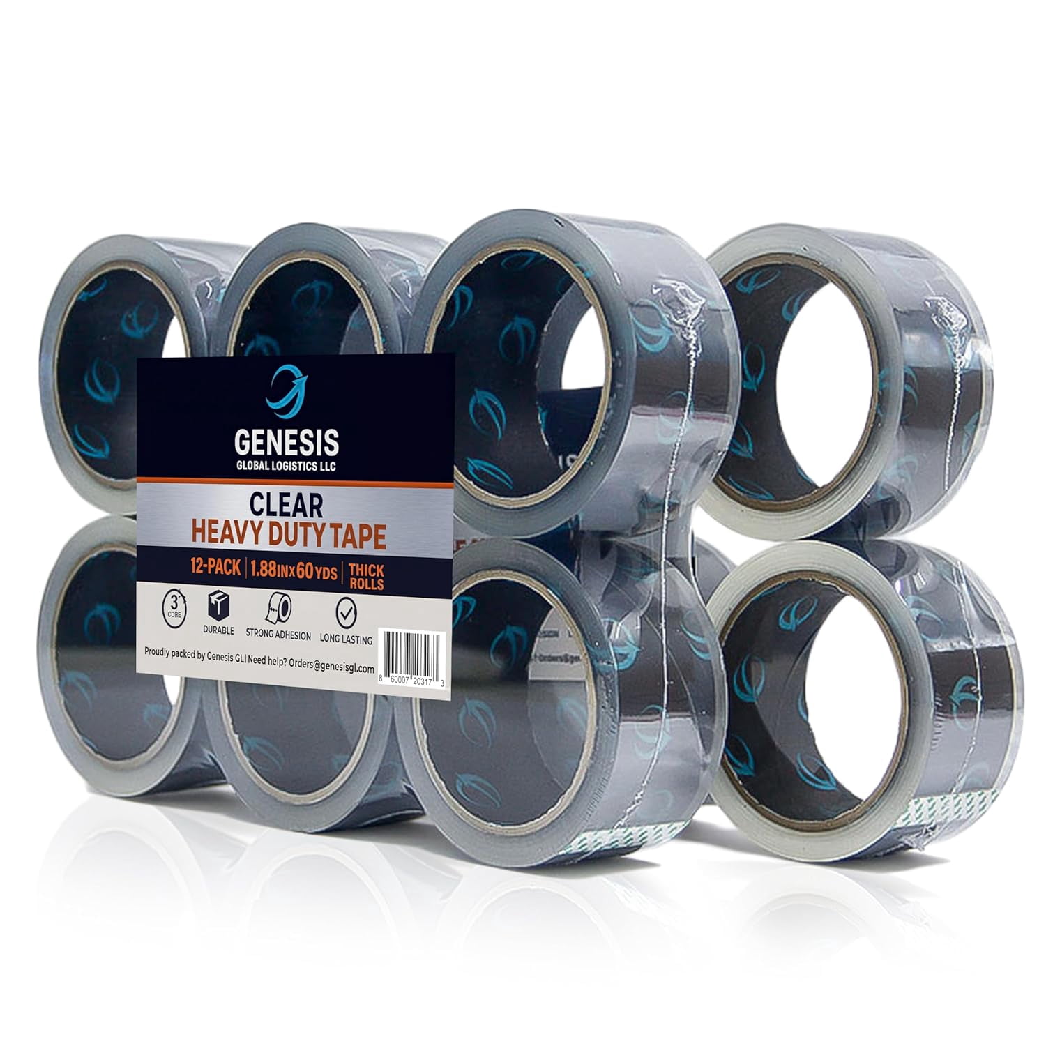 Transparent packing tape, 12 rolls heavy-duty packing tape for mailing packaging moving sealing, thicker transparent packing tape, each roll 1.88 inches wide, each roll 60 yards.
