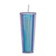 thumbnail image 1 of 750ml double-layer plastic cold water cup, beverage cup, transparent laser straw water cup with lid, 1 of 5