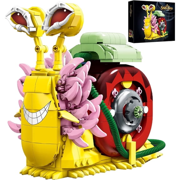 Transponder Snail Building Block Set 738 Pcs,Anime Pirate Phone Bug Model Kit for Adults,Pink Feathered Villain Building Set Home Office Desk Aesthetic Decor Display Block