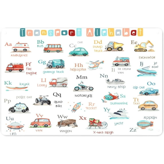 Transport Alphabet Aluminum Metal Sign,wall Decor Poster for Home Bedroom Kitchen Bar Cafe Hotel 8x12 Inch