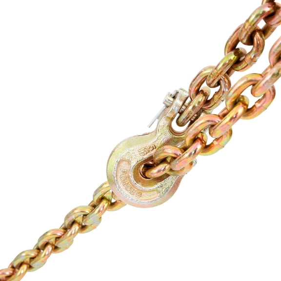 Transport Binder Chain 4900lbs Working Load Limit 5/16 Inch x 20 Feet G80 Tow Chain Tie Down with Grab Hooks DOT Certified Galvanized Manganese Steel for Dock Factory Construction Site 2 Pack