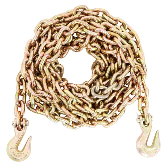 Transport Binder Chain 7100lbs, 3/8''x20' G80 Tow Chain with Grab - DOT Certified, Galvanized Steel for Construction, Dock & Factory - 2 Pack