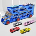 Transport Car Carrier Truck Toy Playset with 6 Mini Alloy Vehicles for Kids 3+