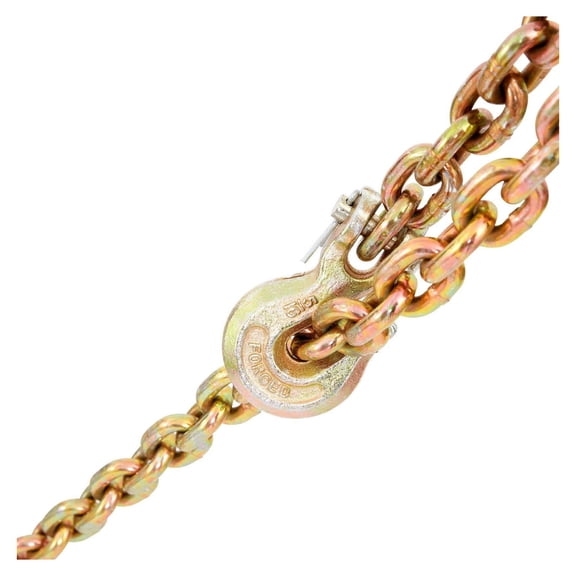 Transport Chain 5/16 x 20ft, 4900lbs G80 Binder Chain with Grab Hook - DOT Certified Galvanized Tow Chain for Construction, Dock & Industrial Use