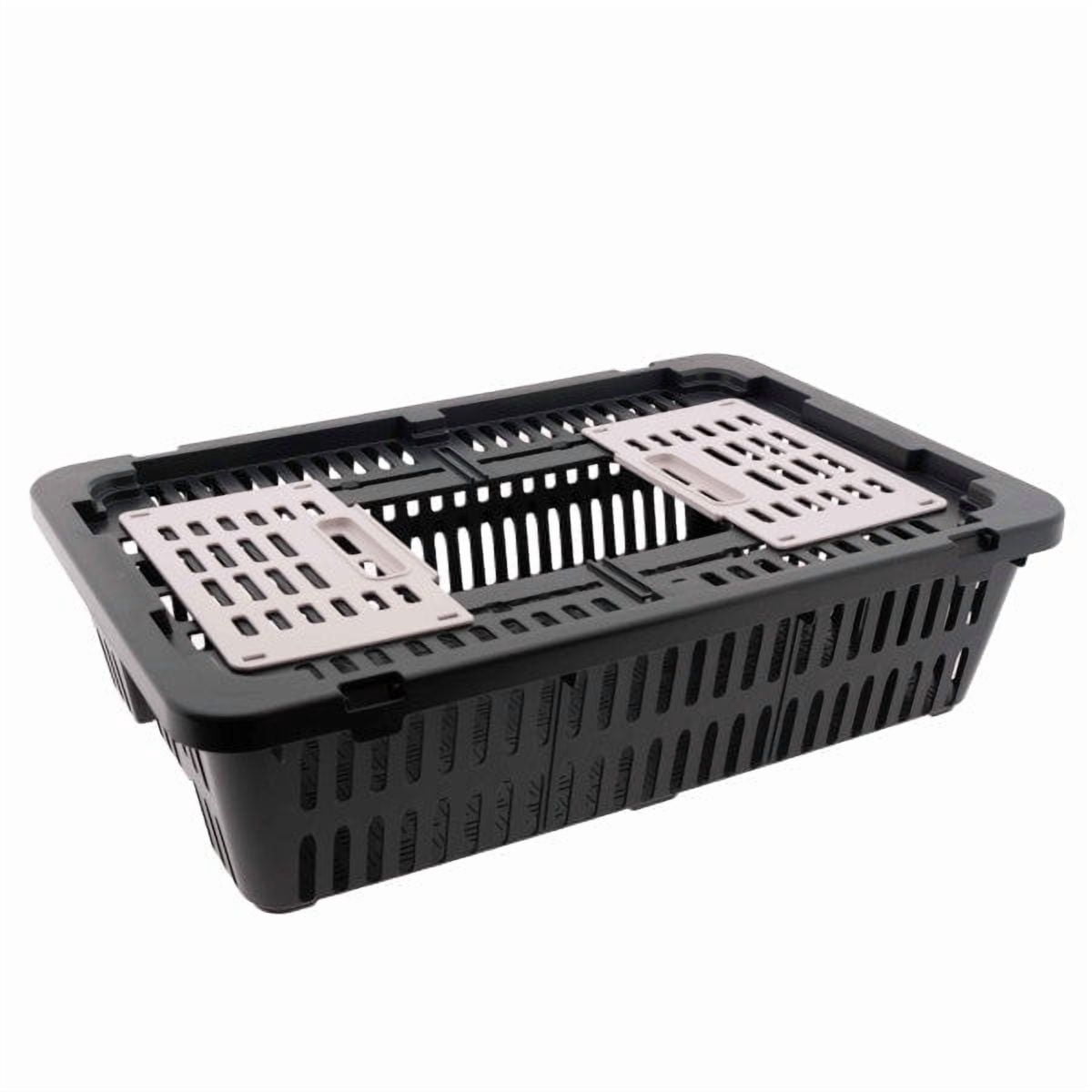 Transport Coop for Quail & Pigeons, Plastic Poultry Carrier Crate, Black, Ventilated Locking Lid, Stackable Lightweight Bird Transport Box
