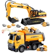 Toys Gifts for 3 4 5 6 7 8 Year Old Boys, Truck Construction Toy for Boys, Engineering Vehicles with Light & Sound