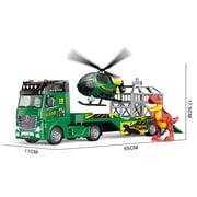 Transport Truck Toys for Kids with Music Lights 16.9 Inch Friction Powered Dinosaur Truck Helicopter T-Rex Toddler Boys Girls 3 4 5 6