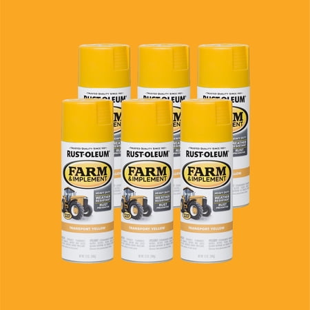 6 Pack, Transport Yellow , Rust-Oleum Specialty Farm & Implement Gloss Spray Paint-280145, 12 oz