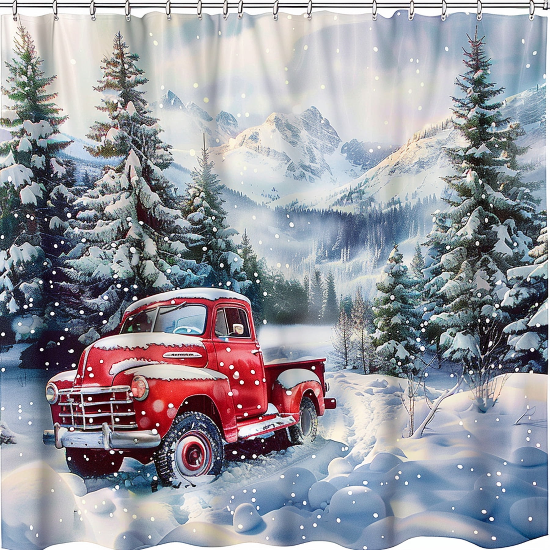 Transport Yourself to a Winter Wonderland with Our Stunning Red Truck