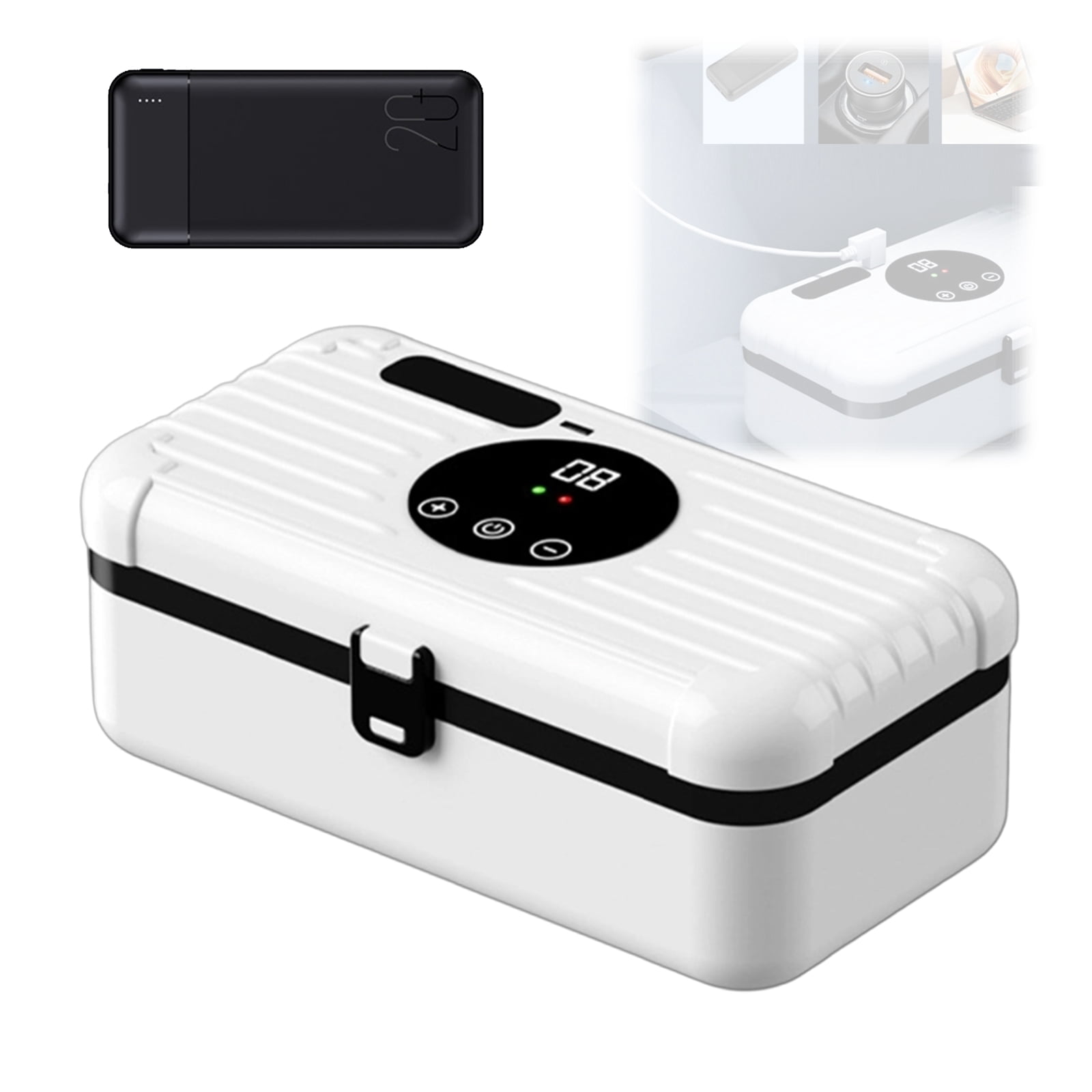 Transportable Car Fridge Refrigerator Highlighting Double Thermoregulation USB Charging Capability for Road Excursions and Outdoors