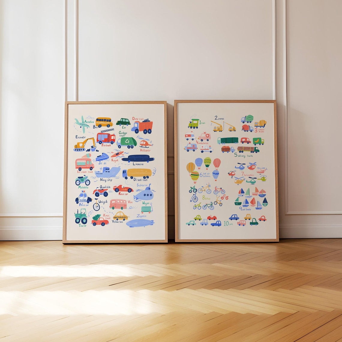 Print Az Transportation Alphabet and Numbers Print A-Z 1-10 Learning Wall Art ...