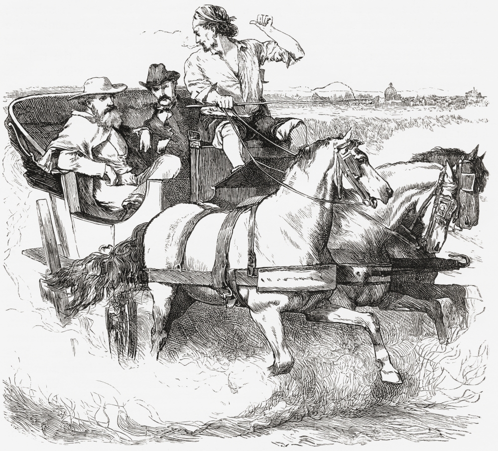Transportation In The Italian Countryside In The Late 19Th Century From Italian Pictures Published 1895 Canvas Art - Ken Welsh Design Pics (16 x 14)