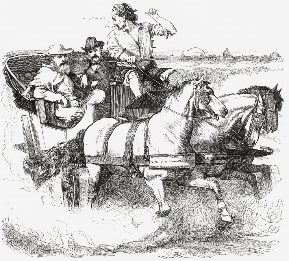 Transportation In The Italian Countryside In The Late 19Th Century From Italian Pictures Published 1895 Canvas Art - Ken Welsh  Design Pics (32 x 28)