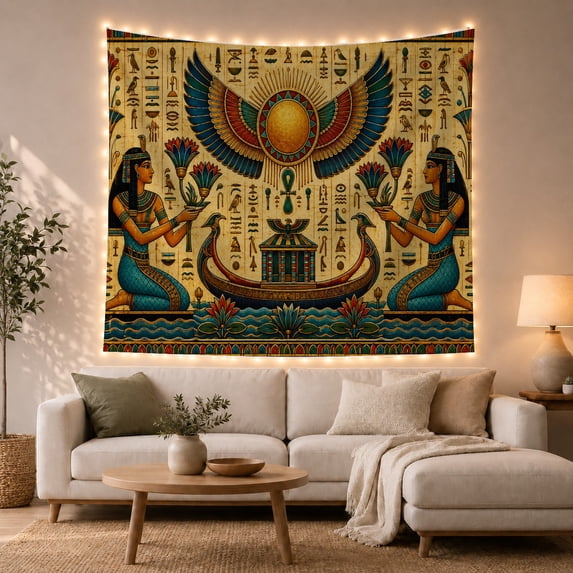 Transportation Vehicles Highly with Ancient Egyptian Aged, Playful Watercolor for Transportation Fans, Wall Decor, Mother'S Day Gift, Tapestry Wall Hanging for Dorm and Living Room
