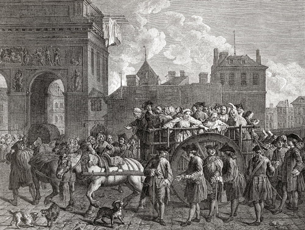Transportation of arrested prostitutes to the hospital after the work La conduite des filles de joie Canvas Art - Ken Welsh  Design Pics (32 x 24)