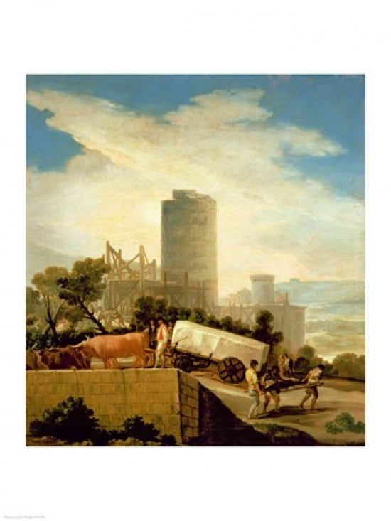 Transporting a Stone Block Canvas Art - Francisco De Goya (24 x 36)
