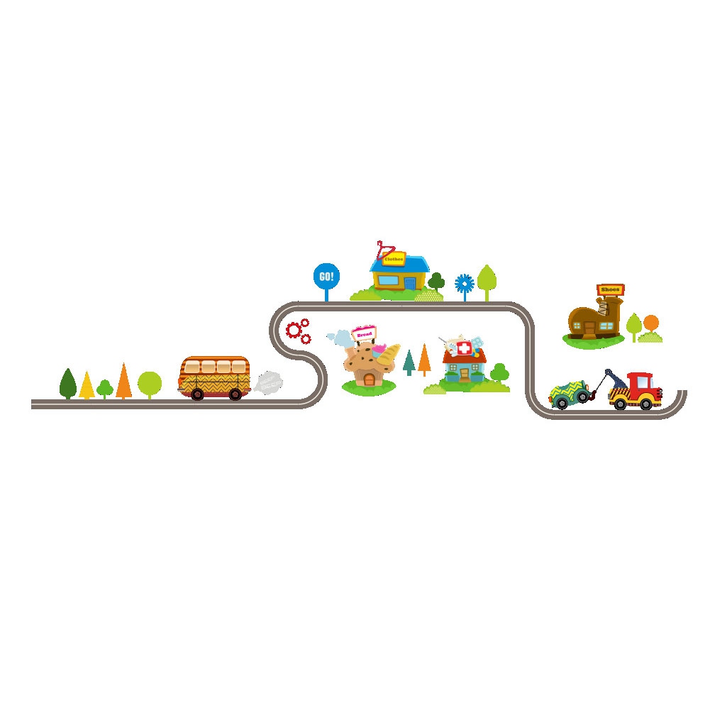Transports and Road Wall Stickers Decals Kids Peel and Stick Removable ...
