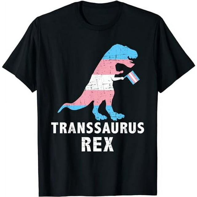 Transsaurus rex dinosaur in transgender flag for trans pride T-Shirt ...