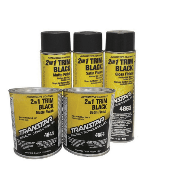 Transtar Autobody Products 4654 2 in 1 Trim, 1 qt Can, Satin Black, 5 to 10 min Curing