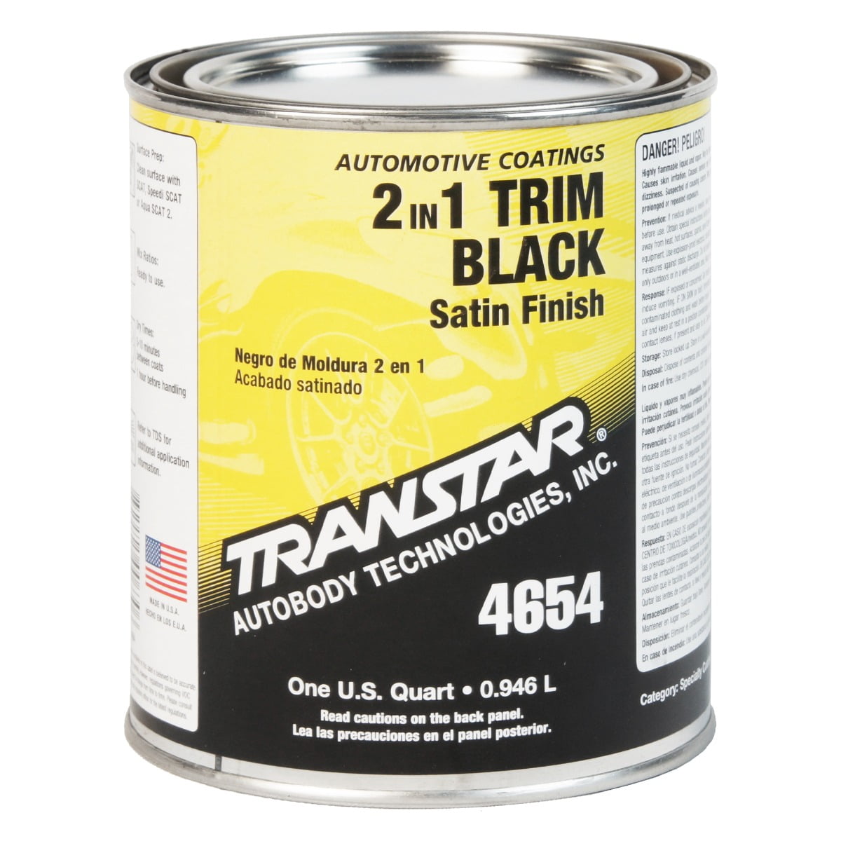 Transtar 4654 2in1 Satin Black Trim Paint (Quart)