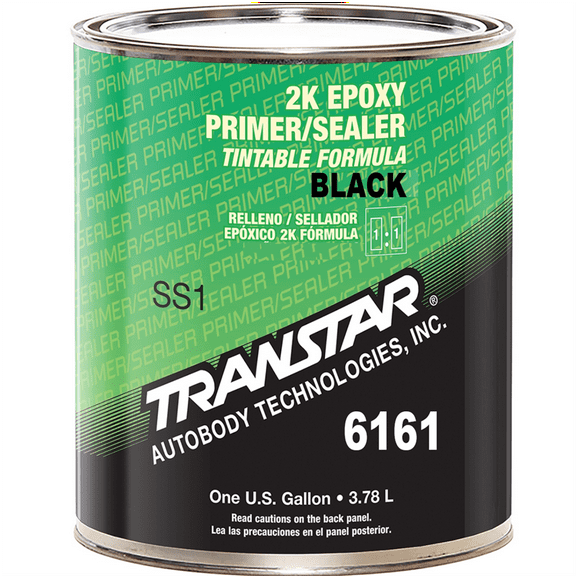 Transtar Autobody Products 6161 2K Epoxy Primer Sealer/Groundcoat, 1 gal Can, Black, 1:1:10 Mixing, 520 sq-ft/gal at 1 mil Coverage