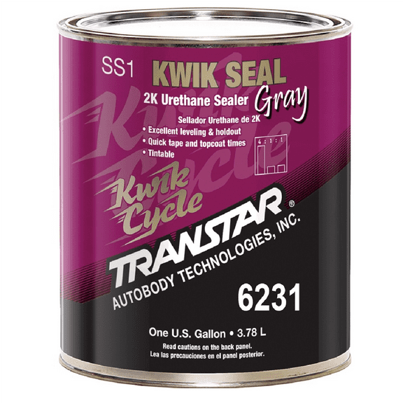 Transtar Autobody Products 6231 - Kwik Seal 2K Urethane Sealer - 1 Gallon Can - Gray - 4:1:1 Mixing - 560 sq-ft/ Gallon at 1 mil Coverage