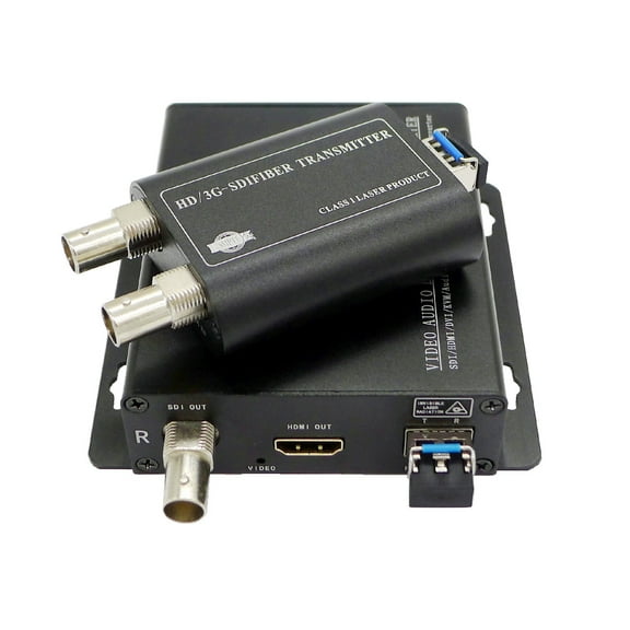 Transwan 3G-SDI Over Fiber Extender Transmit 1080P SDI Signal Over 1 Single-Mode Fiber to 10 Kilometers,Receiver with 1 Ch SDI & 1 Ch HDMI Output,Supports All Pathological Patterns & SMPTE 424M