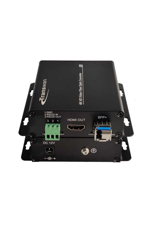 4K @ 30Hz HDMI with RS232 Data Optic Fiber Extender Over 10 Kilometers Single-Mode Optical, Support HDCP 1.4 and EDID (Over 1 Core Single-Mode Fiber)