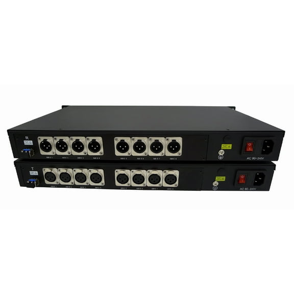 Transwan 8 Ch Line-Level Balanced Audio Over Fiber Extender (Converter) to 20 Km Over 1 core Single-Mode Fiber with 19'' 1 U Rack-Mount Chassis,  XLR Audio to Optic Fiber (1 x LC Fiber Connector)
