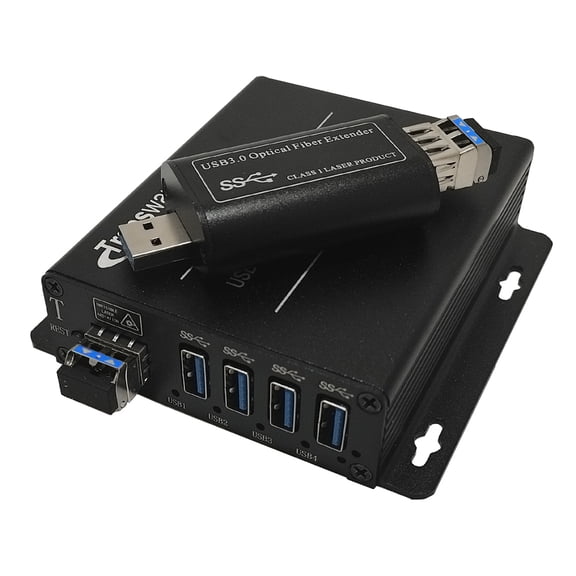 Transwan USB 3.0/2.0/1.1 Fiber Optic Extender Over Max 100 Meters (330 Feet) Multi-Mode Fiber (OM3/OM4/OM5), Backward Compatible with USB 2.0/1.1, Plug & Play