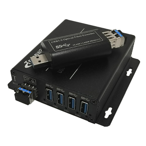 Transwan USB 3.0 Hub Fiber Extender to 250 Meters, USB 3.0 Splitter 1 to 4 Ports Over 1 Fiber with 10 G SFP Module, Supports 5 Gbps Super-Speed, Supports Kinect Devices & Industrial Camera