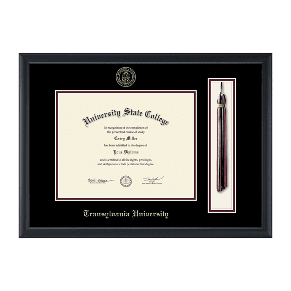Framerly - Transylvania Tassel Diploma Frame with Black and Maroon Mat