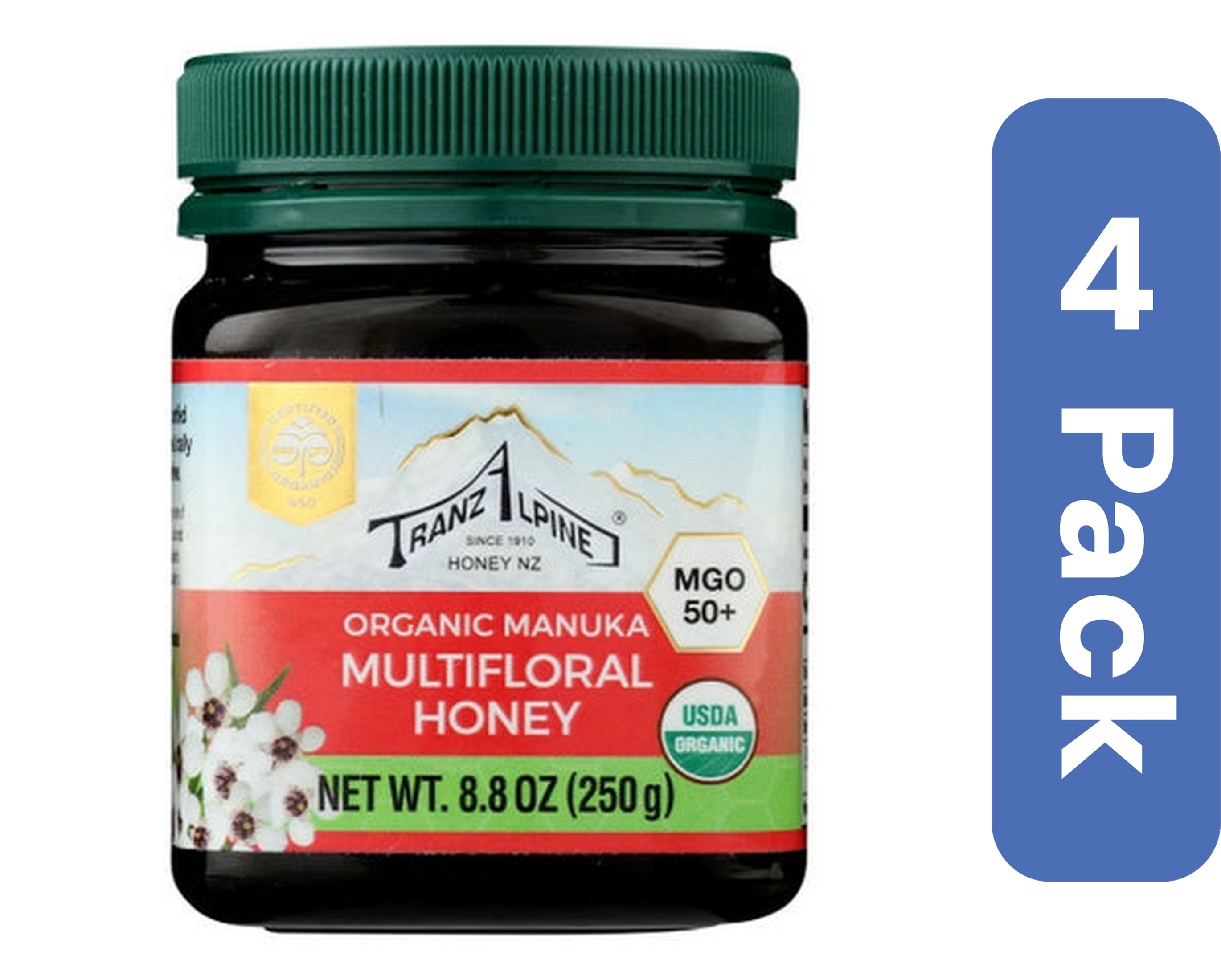 Tranzalpine Manuka Honey MGO 50 Organic 8.8 oz (Pack Of 4)