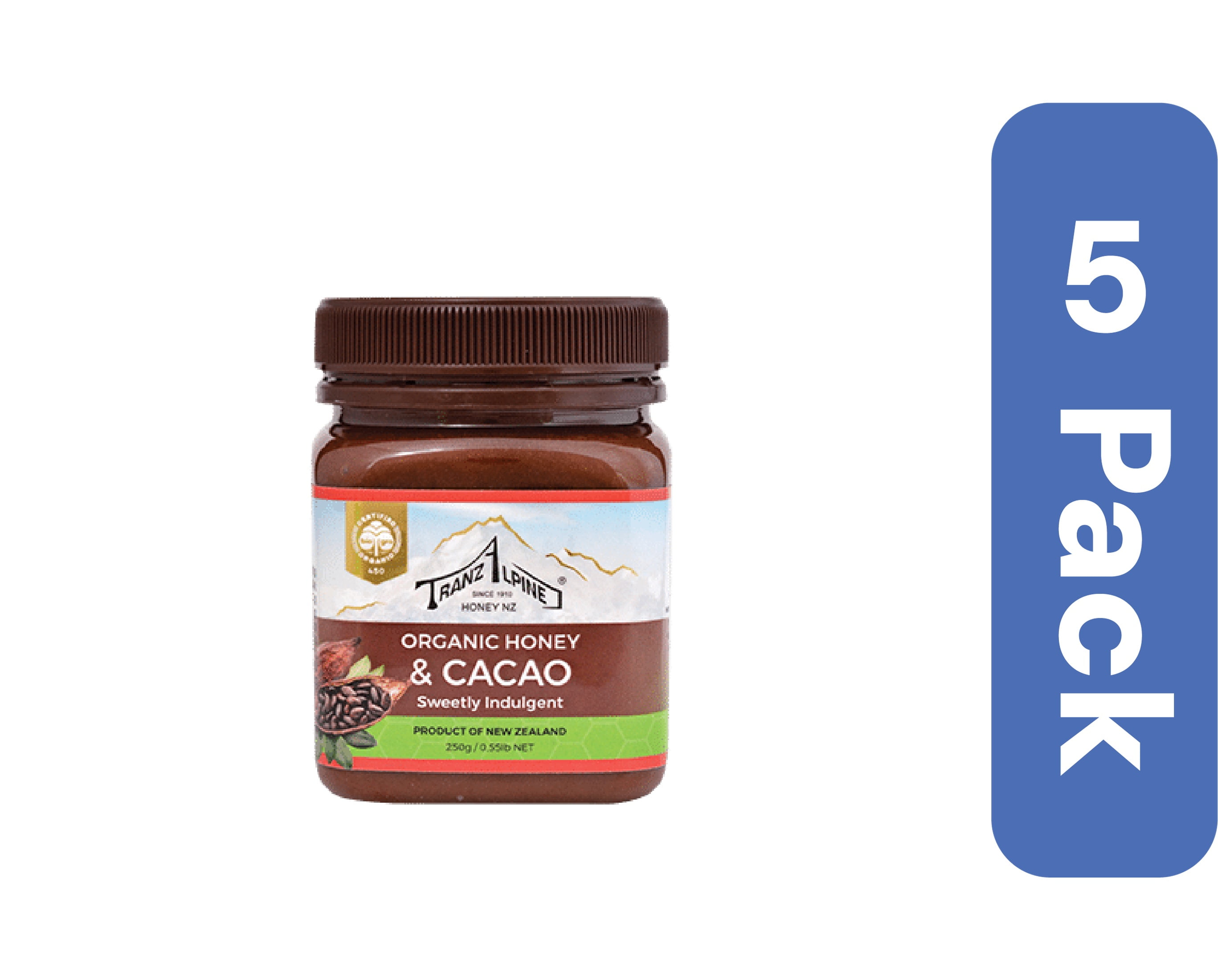 Tranzalpine Organic Cacao Honey 8.8 oz (Pack Of 5)