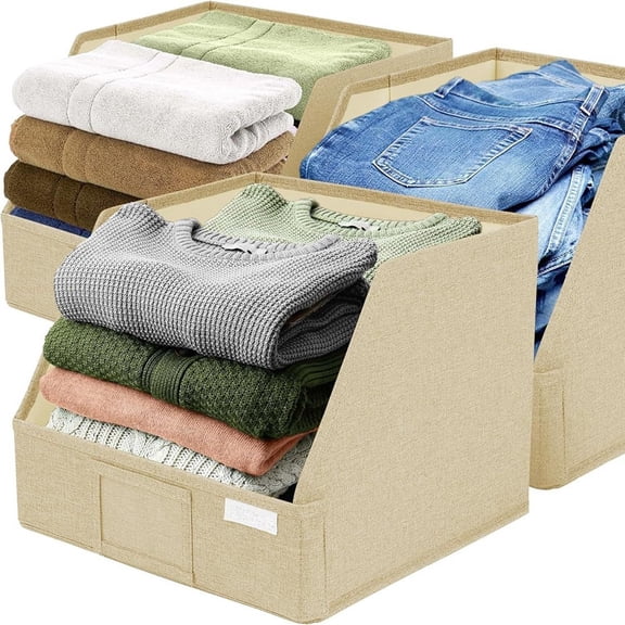 Trapezoid Storage Bins 3 Pack Fabric Containers for Clothes Towels Storage