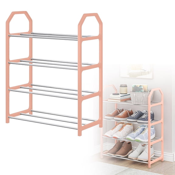 Trapezoidal Shoe Rack for Home Organization and Efficient Storage on Doorstep and Dormitories Space Saving Four Tloor Cabinet for Balcony and Living Areas,42x50cm,Pink