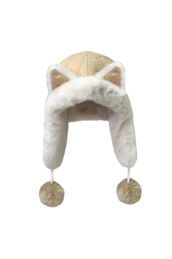 Trapper Hat Ear Flaps Plush Warm Polyester Design for Women Adults Girls Outdoor Winter Use