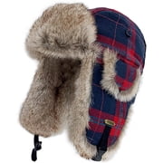 Trapper Hat,Warm Faux Fur Trooper Ushanka Russian Bomber Eskimo Pilot Winter Hats with Ear Flaps for Men and Women